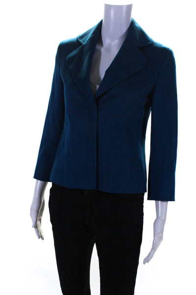 Akris Punto Women's Snap Front Wool Blend Short Jacket Blue Size 4