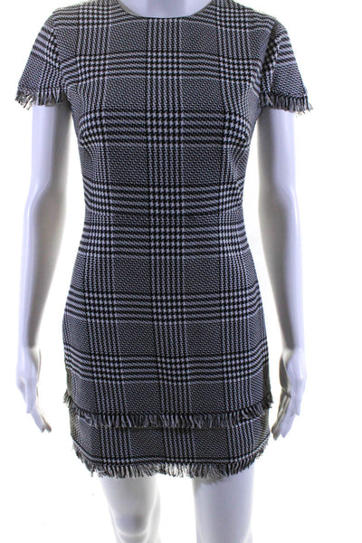 Lovers + Friends Womens Houndstooth Short Sleeved Dress Black White Size XS