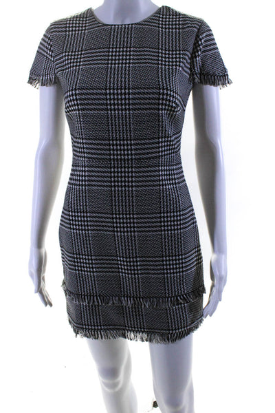 Lovers + Friends Womens Houndstooth Short Sleeved Dress Black White Size XS