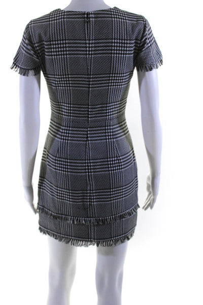 Lovers + Friends Womens Houndstooth Short Sleeved Dress Black White Size XS