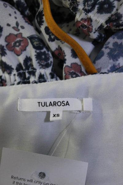 Tularosa Womens Shirred Sleeveless Tied Strap Tiered Dress White Navy Size XS