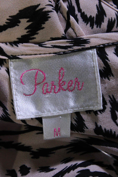 Parker Womens Silk Leopard Print Layered Sleeveless Mini Dress Pink Size Medium