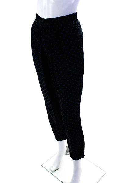 Alcee Womens Silk Stretch Polka Dot Pleated Mid-Rise Tapered Pants Black Size S