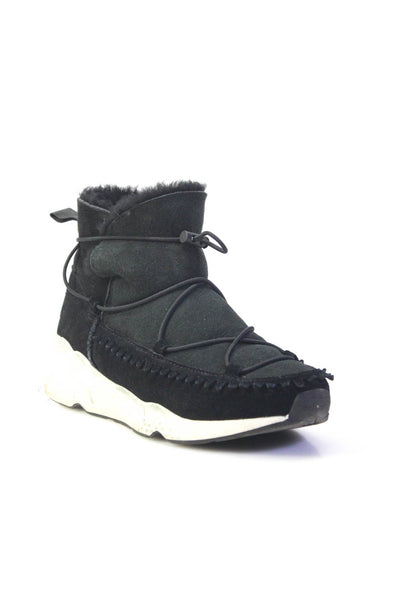 UGG Australia Womens Suede Sheepskin Lined Sneaker Ankle Boots Black Size 8