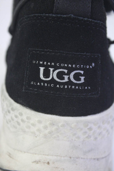 UGG Australia Womens Suede Sheepskin Lined Sneaker Ankle Boots Black Size 8
