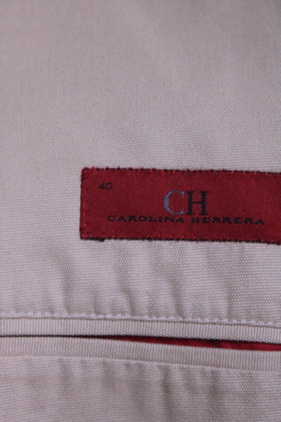 Carolina Herrera Mens Beige Two Button Long Sleeve Blazer Jacket Size 40