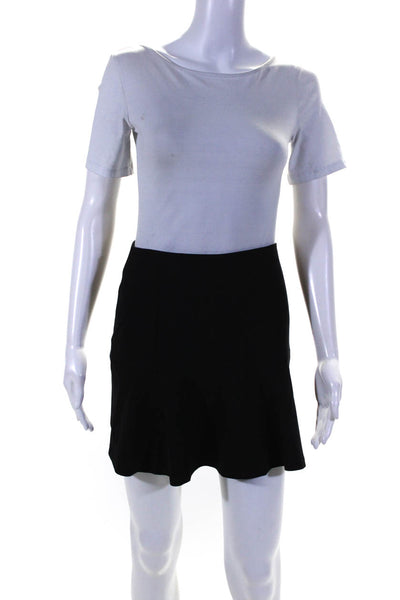 Theory Women's A Line Wool Blend Mini Skirt Black Size 2