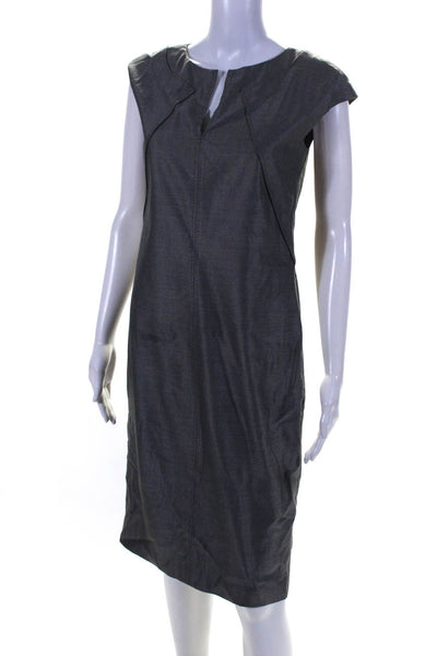 Max Mara Women's Sleeveless V Neck Mid Length Sheath Dress Gray Size 6