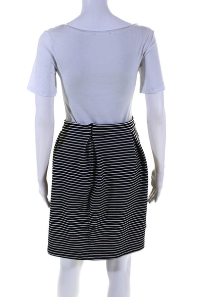 Cynthia Rowley Womens Striped Inverted Pleat A Line Skirt Black White Size Small