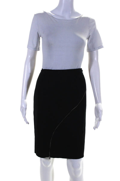 Carolina Herrera Womens Front Zipper Knee Length Pencil Skirt Black Size 8