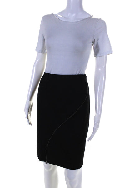 Carolina Herrera Womens Front Zipper Knee Length Pencil Skirt Black Size 8