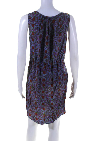 Rebecca Taylor Womens Silk Floral Print Sleeveless Dress Purple Size 4