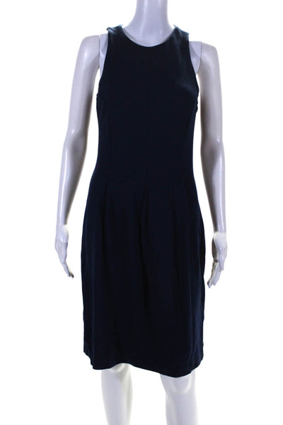 J. Mclaughlin Womens Sleeveless Pleated Sheath Dress Navy Blue Size Small