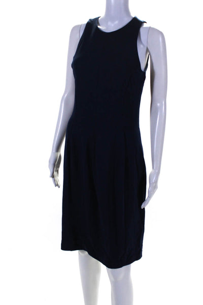 J. Mclaughlin Womens Sleeveless Pleated Sheath Dress Navy Blue Size Small