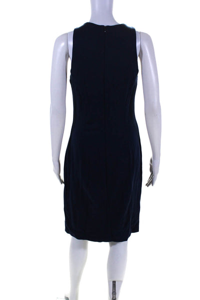 J. Mclaughlin Womens Sleeveless Pleated Sheath Dress Navy Blue Size Small