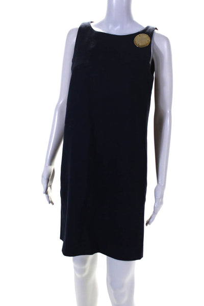 Moschino Cheap & Chic Womens Sleeveless Shift Dress Navy Blue Wool Size 8