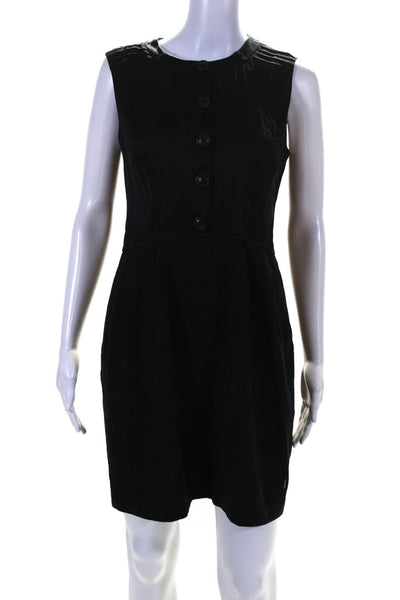 Nanette Lepore Womes Striped Sleeveless Pleated A Line Dress Black Wool Size 6