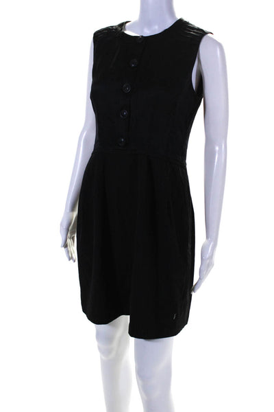 Nanette Lepore Womes Striped Sleeveless Pleated A Line Dress Black Wool Size 6