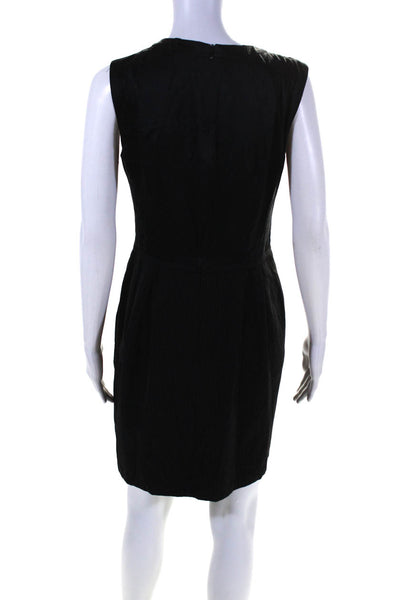 Nanette Lepore Womes Striped Sleeveless Pleated A Line Dress Black Wool Size 6