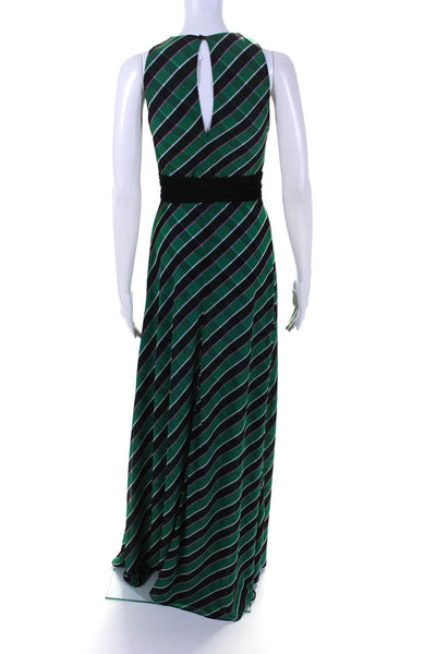 Marco De Vincenzo Womens Striped Print Snap Buttoned Tied Dress Green Size EUR38