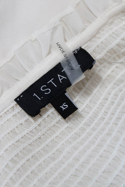 1 State Womens High Neck Long Sleeve Polyester Blouse White Pullover Size XS