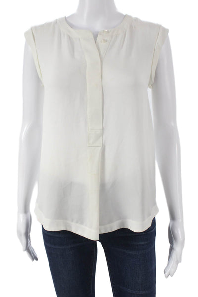 J Crew Womens Ivory Henley Sleeveless Basic Blouse Polyester Size 00