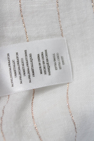Rails Womens Linen Striped Collared Button Up Sleeveless Top White Size XS