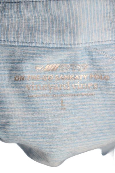 Vineyard Vines Mens Blue Collared Polo Short Sleeve Size L