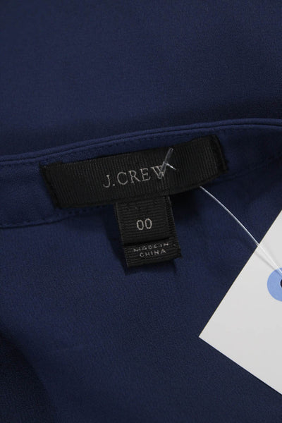 J Crew Womens Basic Blue Henley Sleeveless Pullover Polyester Blouse Size 00