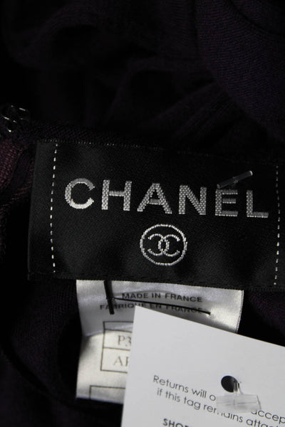 Chanel Womens Wool Knit Long Sleeve A-Line Dress Purple Size 36 2007 Autumn