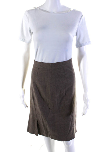 Elie Tahari Womens Knee Length Pleated Back Pencil Skirt Brown Wool Size 4