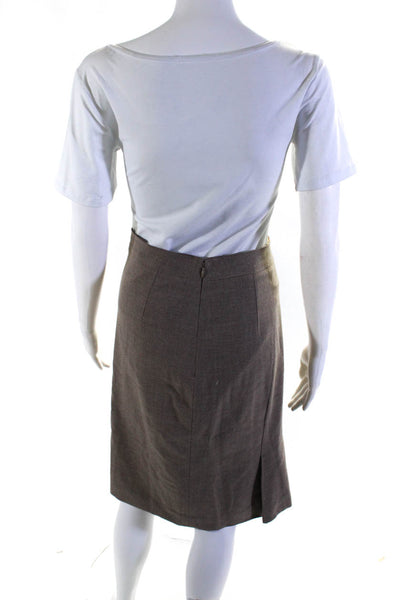 Elie Tahari Womens Knee Length Pleated Back Pencil Skirt Brown Wool Size 4