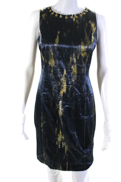 Daniela Drei Womens Snakeskin Print Sleeveless Dress Blue Yellow Size EUR 42