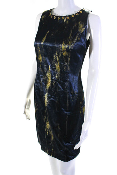 Daniela Drei Womens Snakeskin Print Sleeveless Dress Blue Yellow Size EUR 42