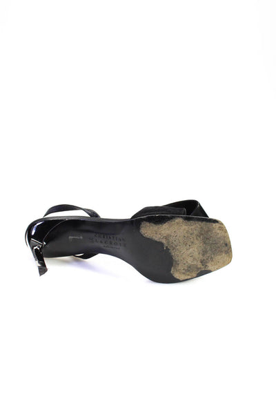 Christian Lacroix Womens Leather Slingback Stiletto Open Toe Heels Black Size 9