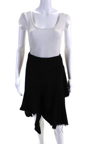 Renee Bardot Womens Striped Asymmetrical Tiered Knee Length Skirt Black Size XS