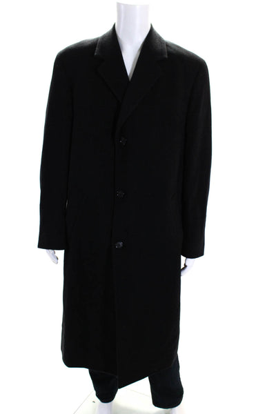 346 Brooks Brothers Mens Black Wool Cashmere Long Sleeve Peacoat Size 42L