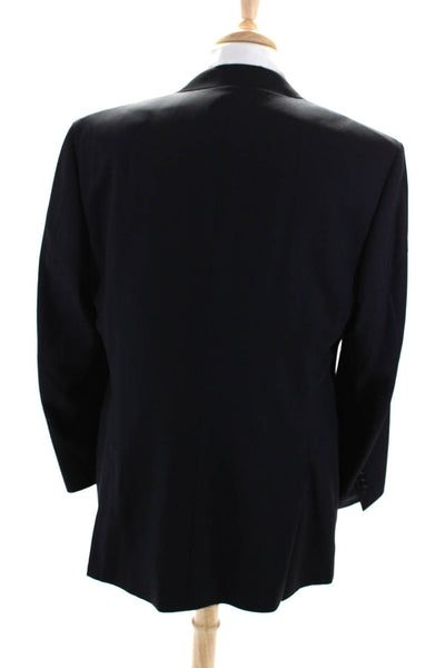 Canali Mens Dark Navy Wool Two Button Long Sleeve Blazer Jacket Size 56R