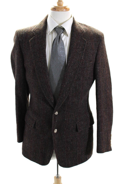 Chaps Ralph Lauren Mens Brown Wool Textured Two Button Blazer Size 40R