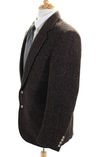 Chaps Ralph Lauren Mens Brown Wool Textured Two Button Blazer Size 40R