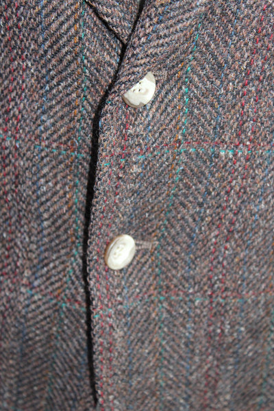 Chaps Ralph Lauren Mens Brown Wool Textured Two Button Blazer Size 40R