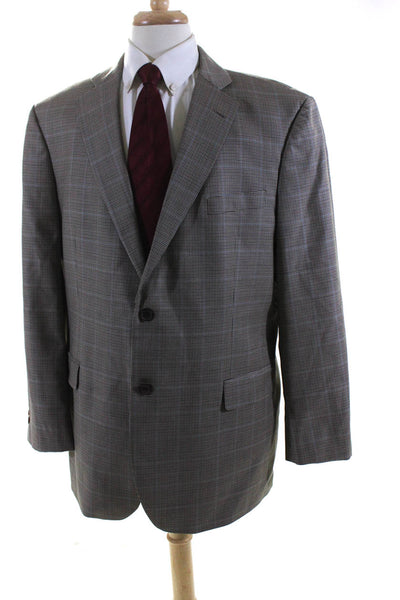 346 Brooks Brothers Mens Brown Wool Houndstooth Two Button Blazer Jacket Size46L