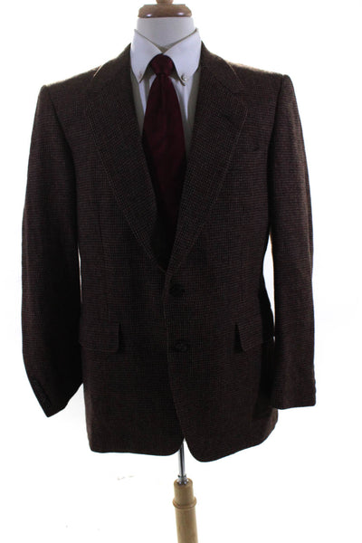 Hickey Freeman Mens Brown Textured Two Button Long Sleeve Blazer Size 42R