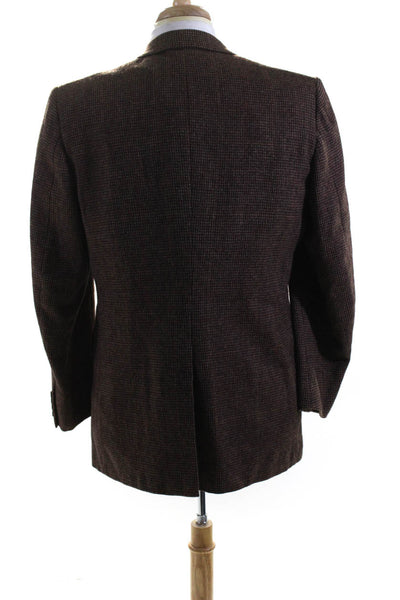 Hickey Freeman Mens Brown Textured Two Button Long Sleeve Blazer Size 42R