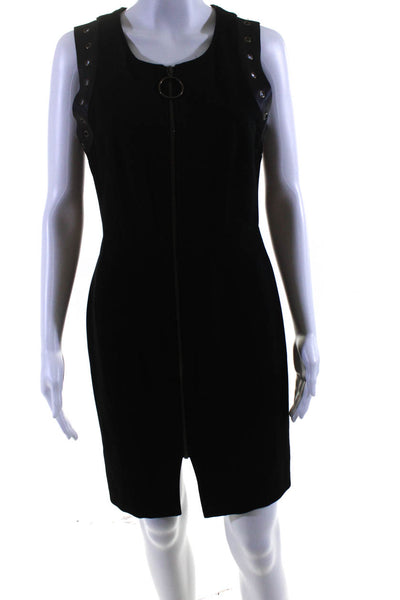 Drew Womens Jersey Knit Full Zip Sleeveless Unlined Pencil Dress Black Size M