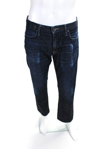 John Varvatos Mens Zipper Fly Dark Wash Straight Leg Jeans Blue Denim Size 33