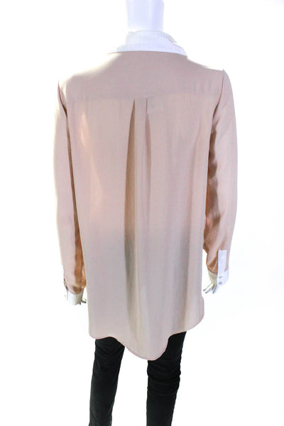 Free People Womens Woven Sheer Long Sleeve Button-Up Blouse Top Pink Size Small