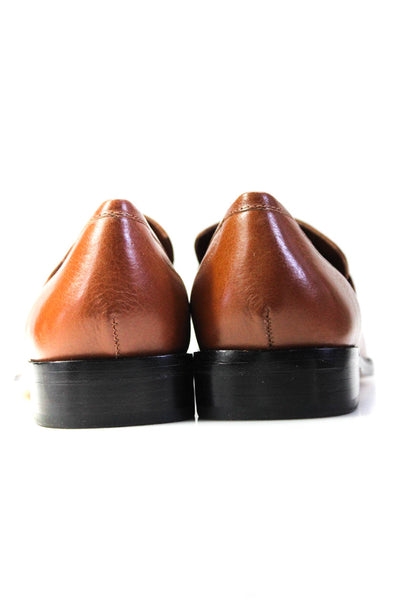 Larroude Women's Square Toe Embellish Slip-On Loafers Work Shoe Brown Size 7.5