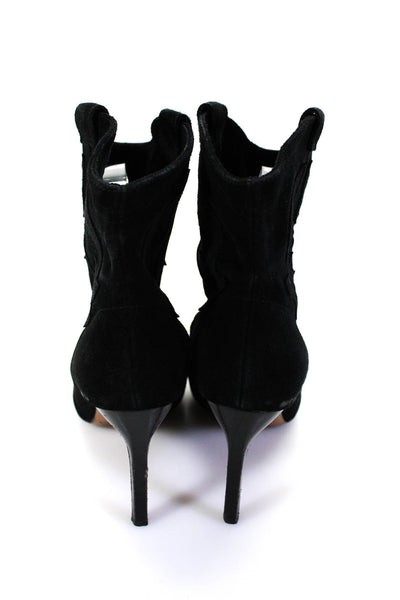 Ba&Sh Womens Slip On Stiletto Round Toe Booties Black Suede Size 37