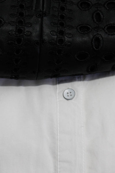Zara Splendid Womens Black Vegan Leather 3/4 Sleeve Blouse Top Size M lot 2